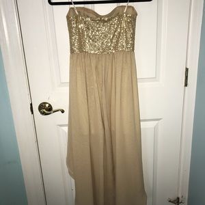 Forever 21 high low gold sequin formal dress.